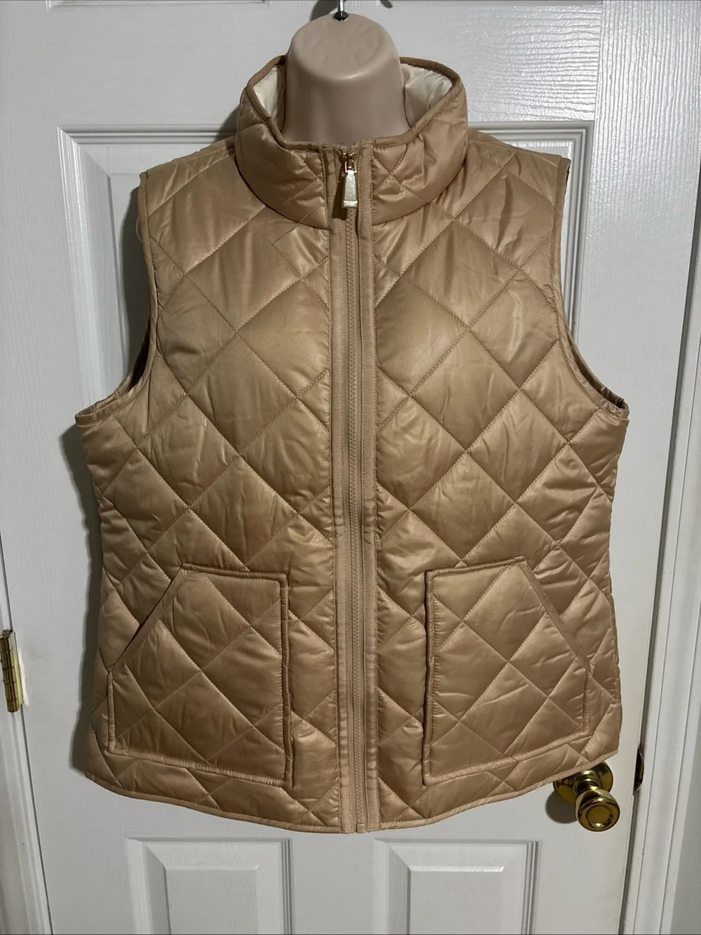 Kate spade Quilted Sleeveless Puffer Vest - Toasted Peanut Size Large